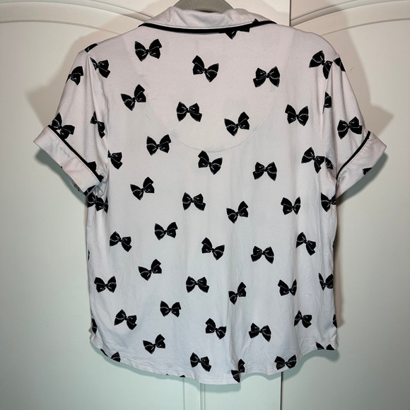 Kate Spade New York Womens‎ Top Pajama Shirt Short Sleeve Bows Pink Black Small - Picture 3 of 3